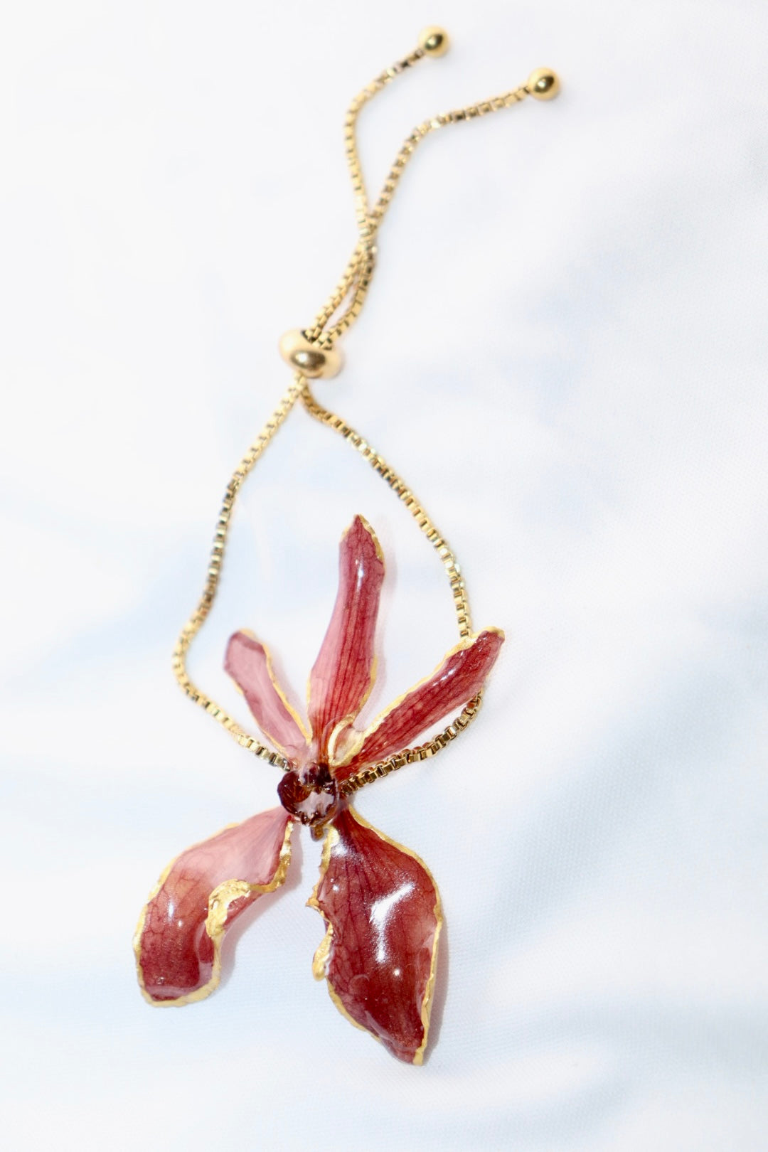 ❤️ Renanthera Orchid Bracelet – Adjustable Gold Chain