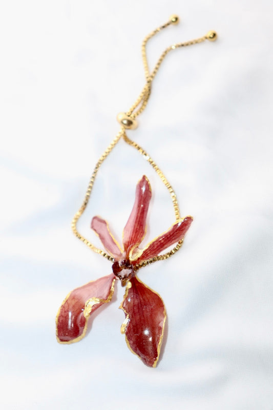 ❤️ Renanthera Orchid Bracelet – Adjustable Gold Chain